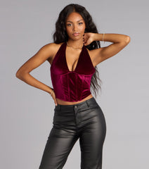 Velvet Crush Halter Bustier Top