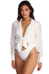 Sexy Sophisticate Tie Front Bodysuit