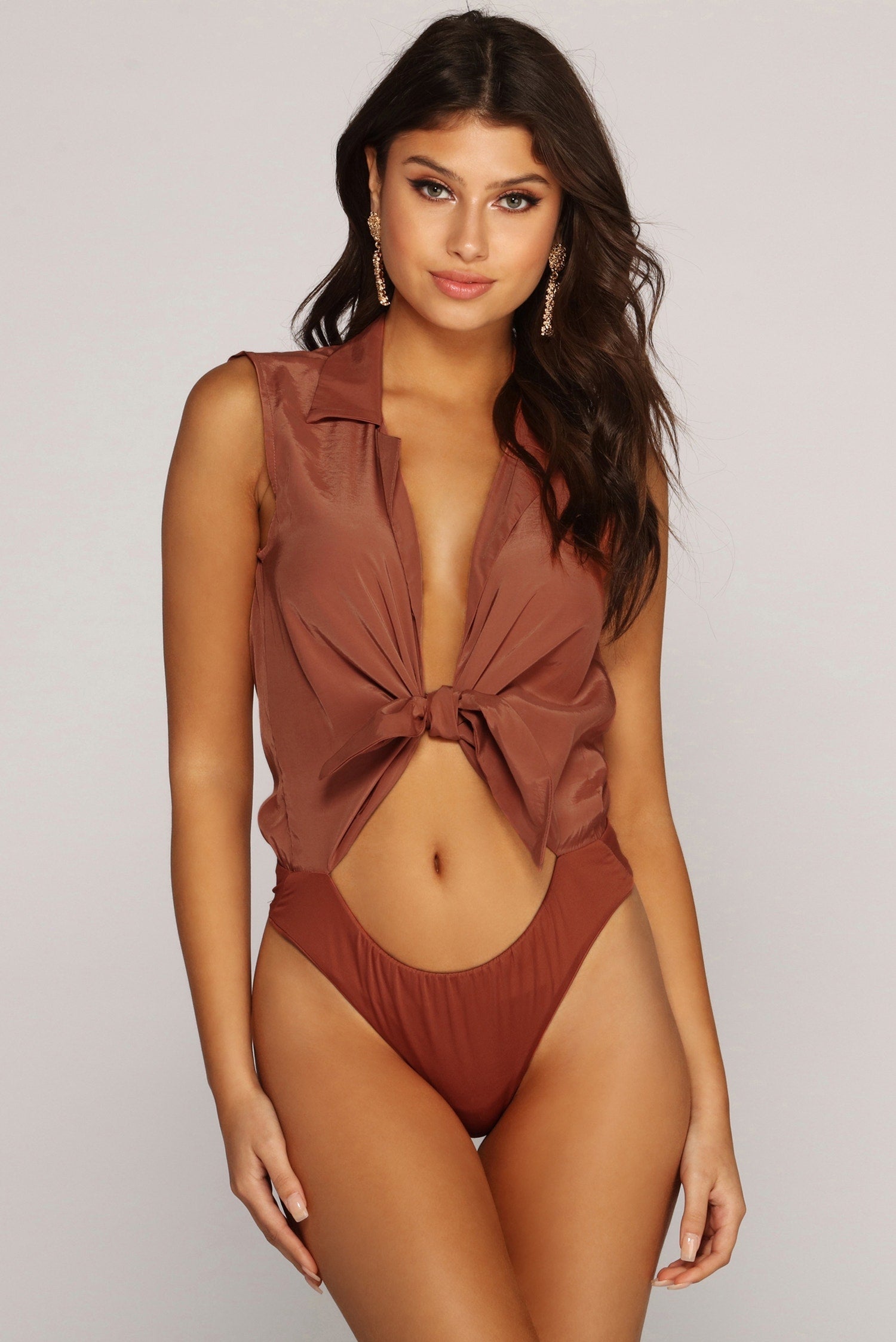 Sexy Sophisticate Tie Front Bodysuit