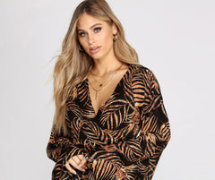 Vacay Mode Tie Front Blouse