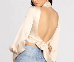 Sweet Moments Satin Mock Neck Blouse