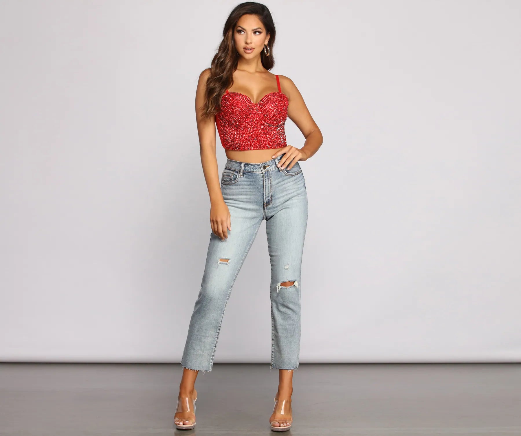 Daring Rhinestone Diva Cropped Bustier