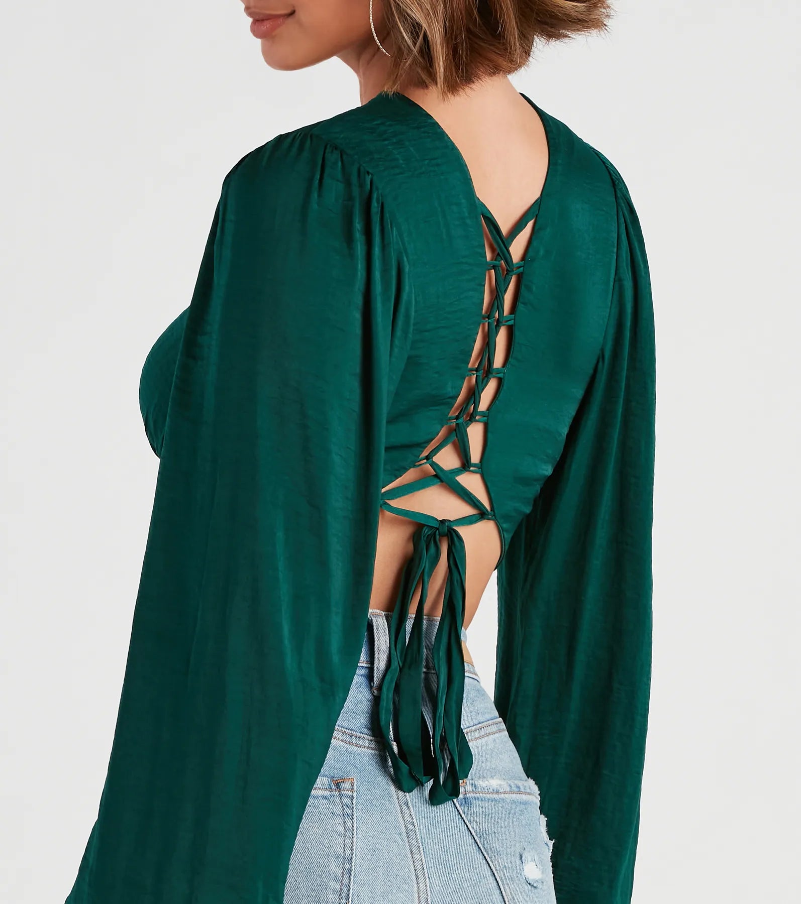 Dreamy Date Vibes Satin Cropped Blouse