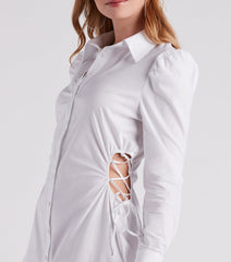 Stylish Surprise Lattice Side Tunic Top