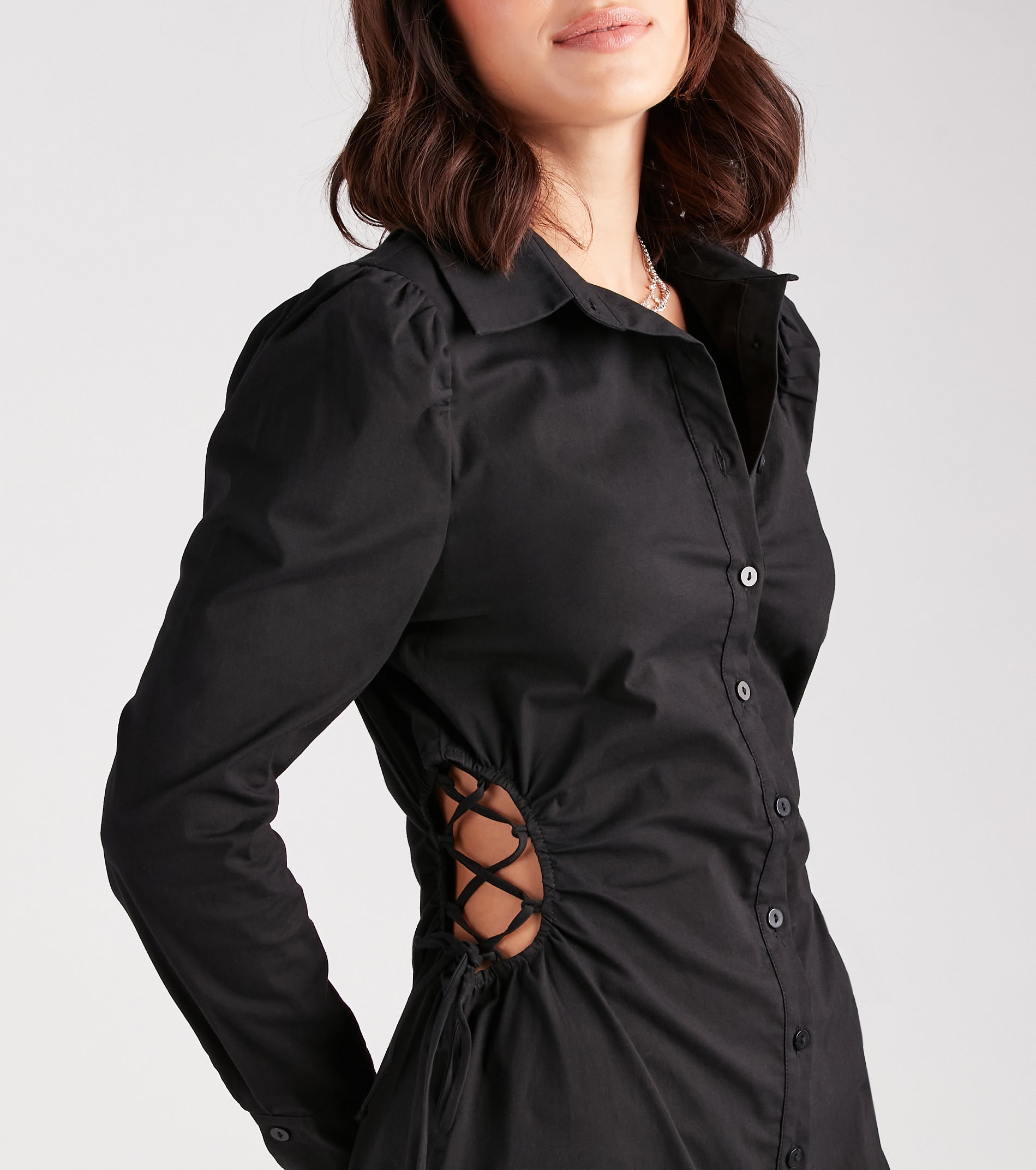 Stylish Surprise Lattice Side Tunic Top