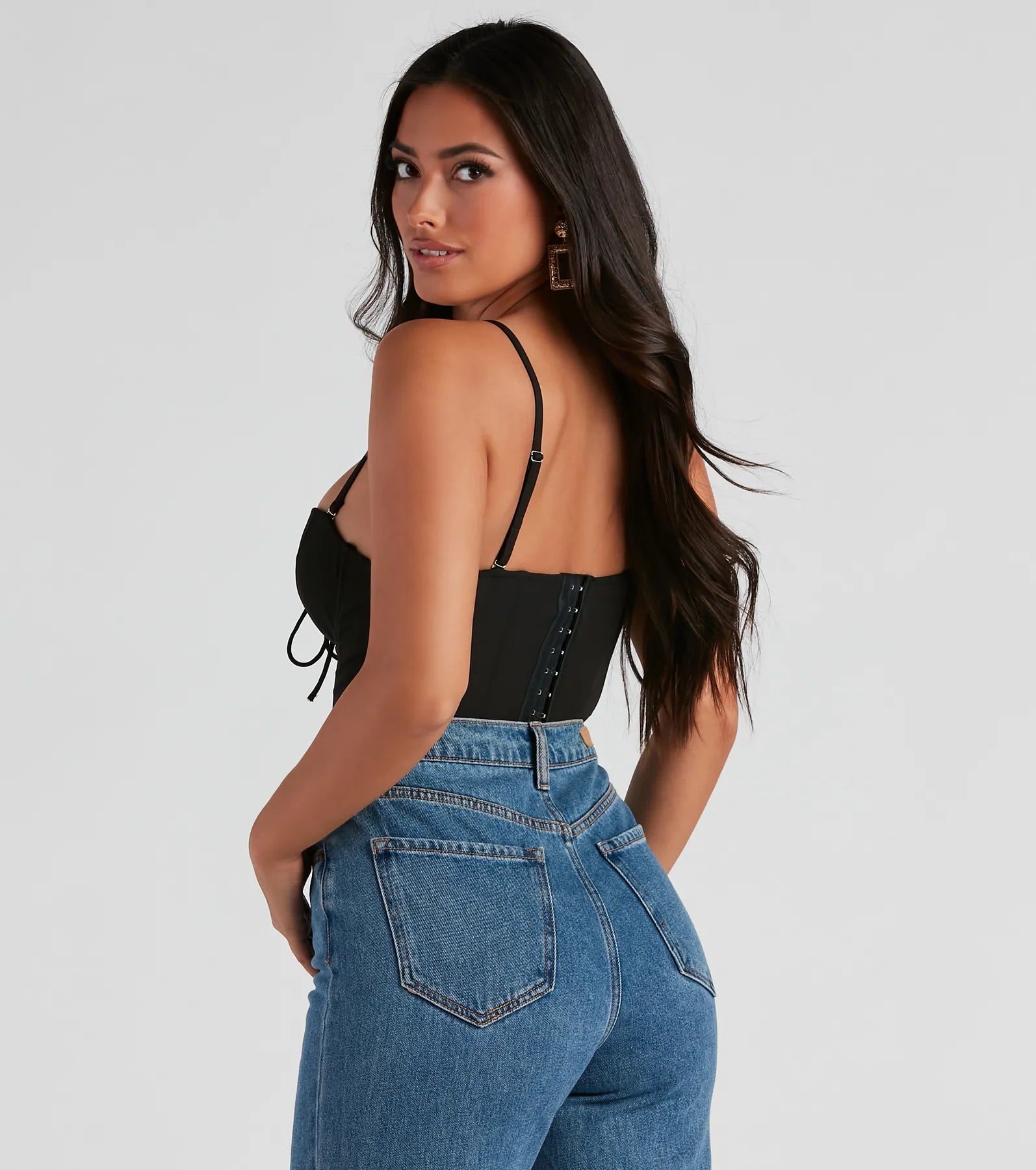 Sultry Deets Lace-Up Corset Top