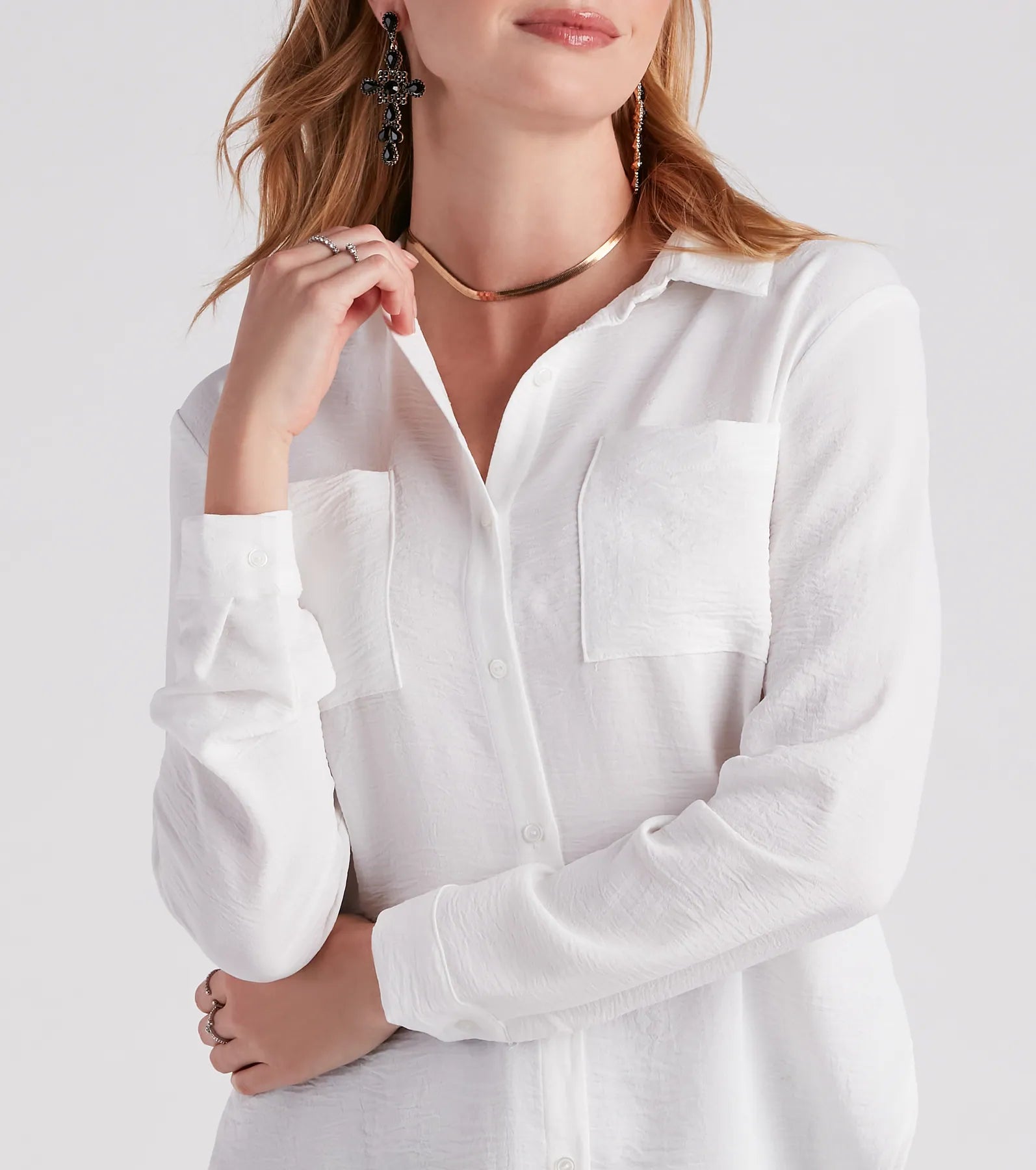 Chic Bliss Long Sleeve Button Up Top