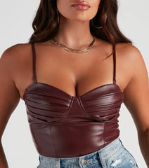 Press Pause Faux Leather Corset Bodysuit
