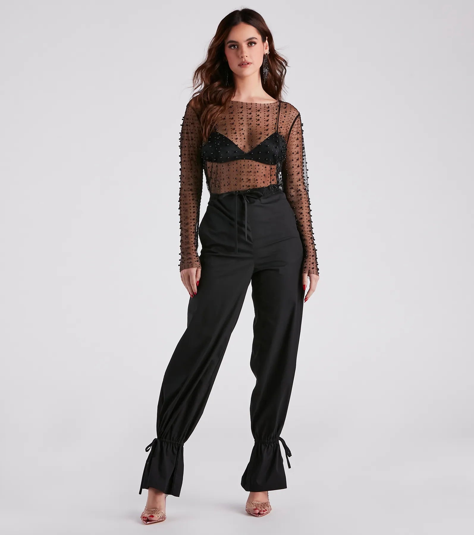 Beautifully Beaded Mesh Crop Top