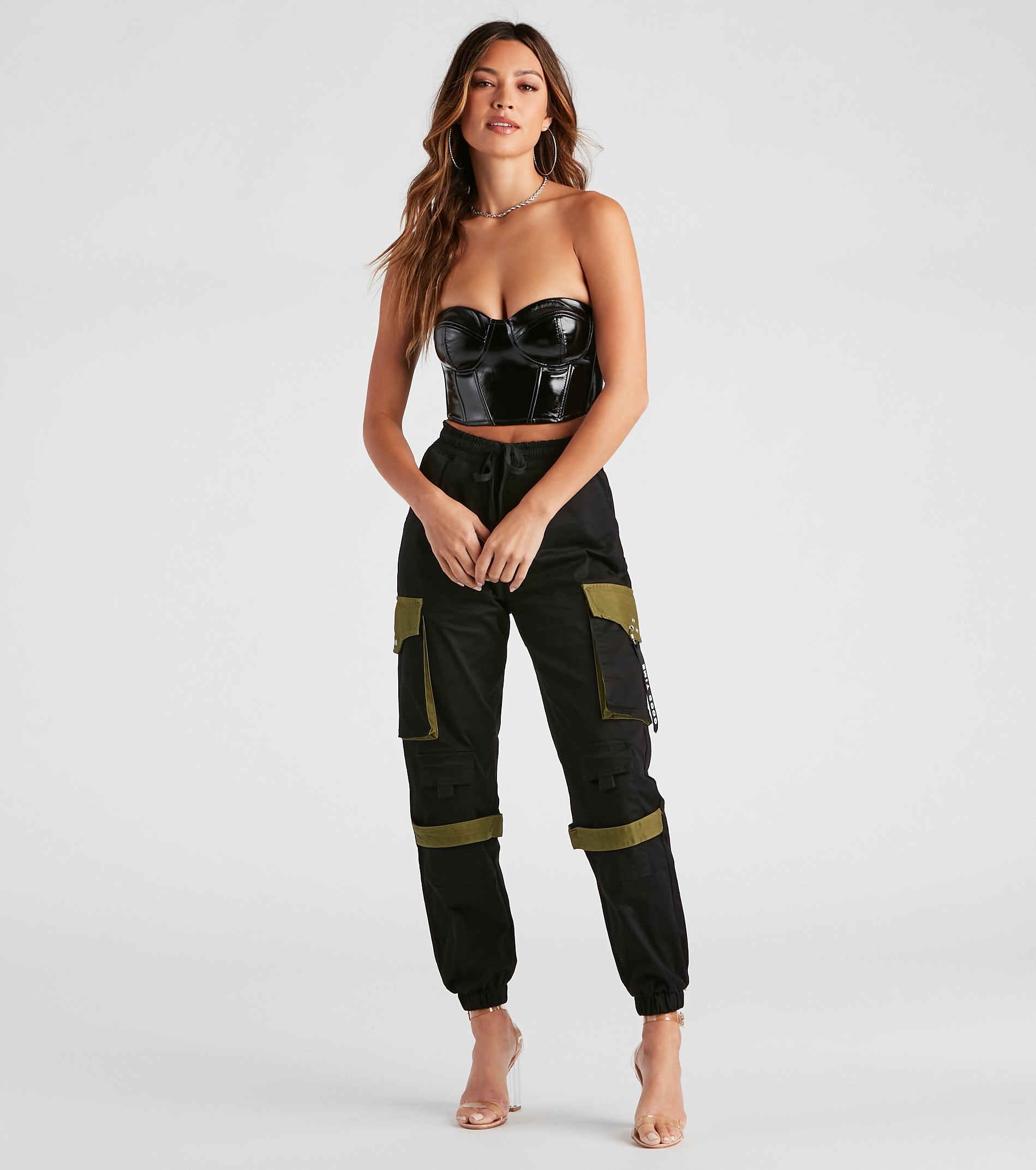 Social Cutie Faux Leather Corset Tube Top