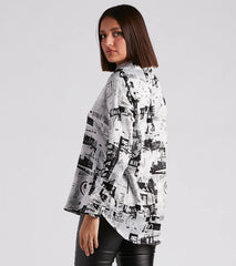 Daily Scoop Satin Newspaper Top