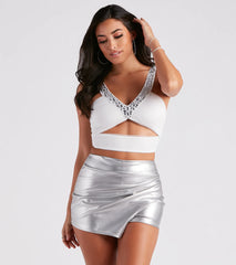 Bejeweled To Meet Ya Mesh Crop Top