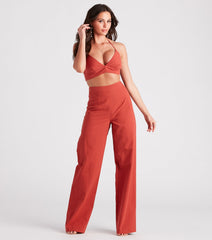 Meet In The Hamptons Linen Crop Top