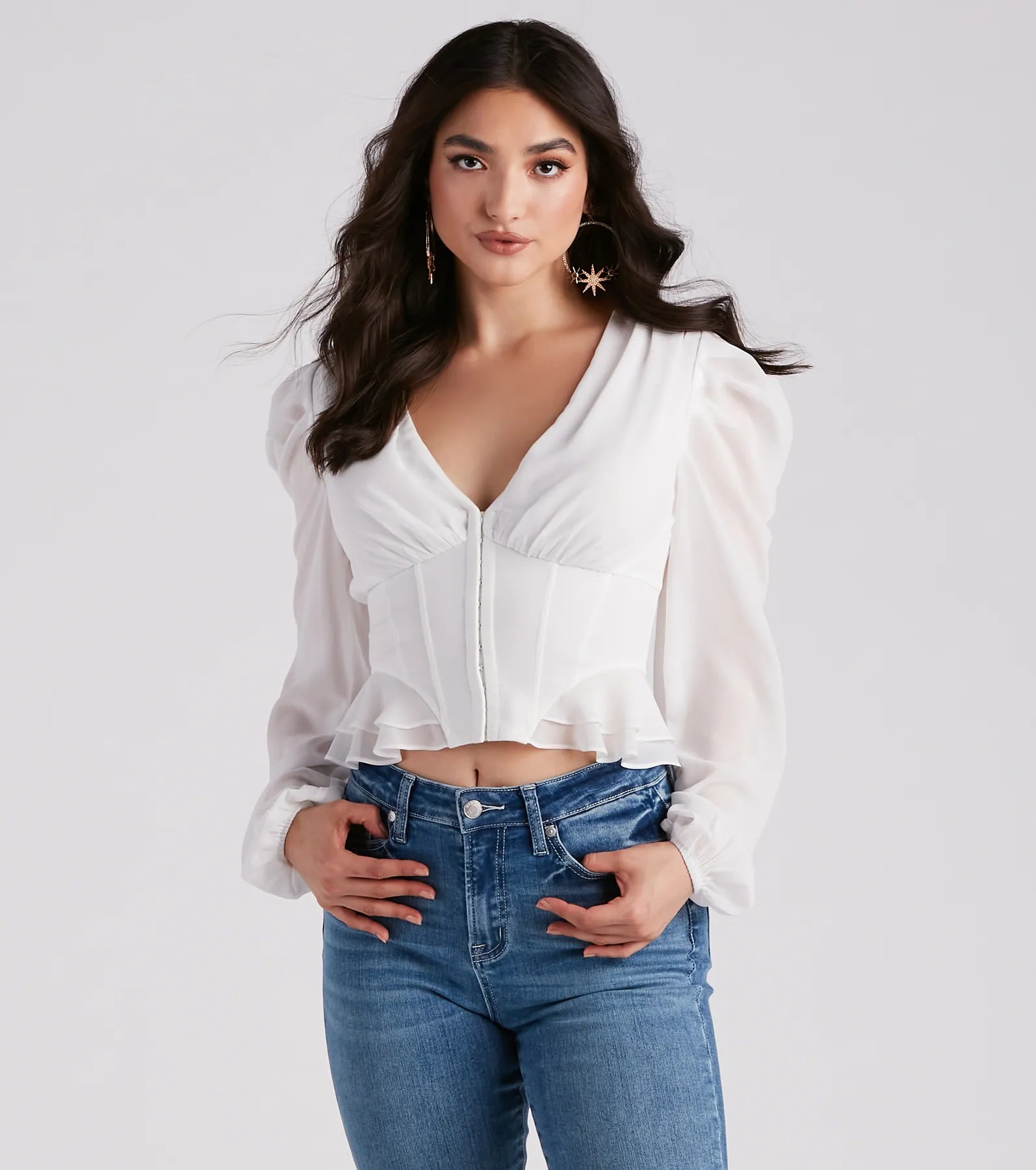 Chic Charm Chiffon Peplum Corset Top