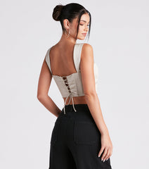 Meant To Be Satin Lace Up Corset Top