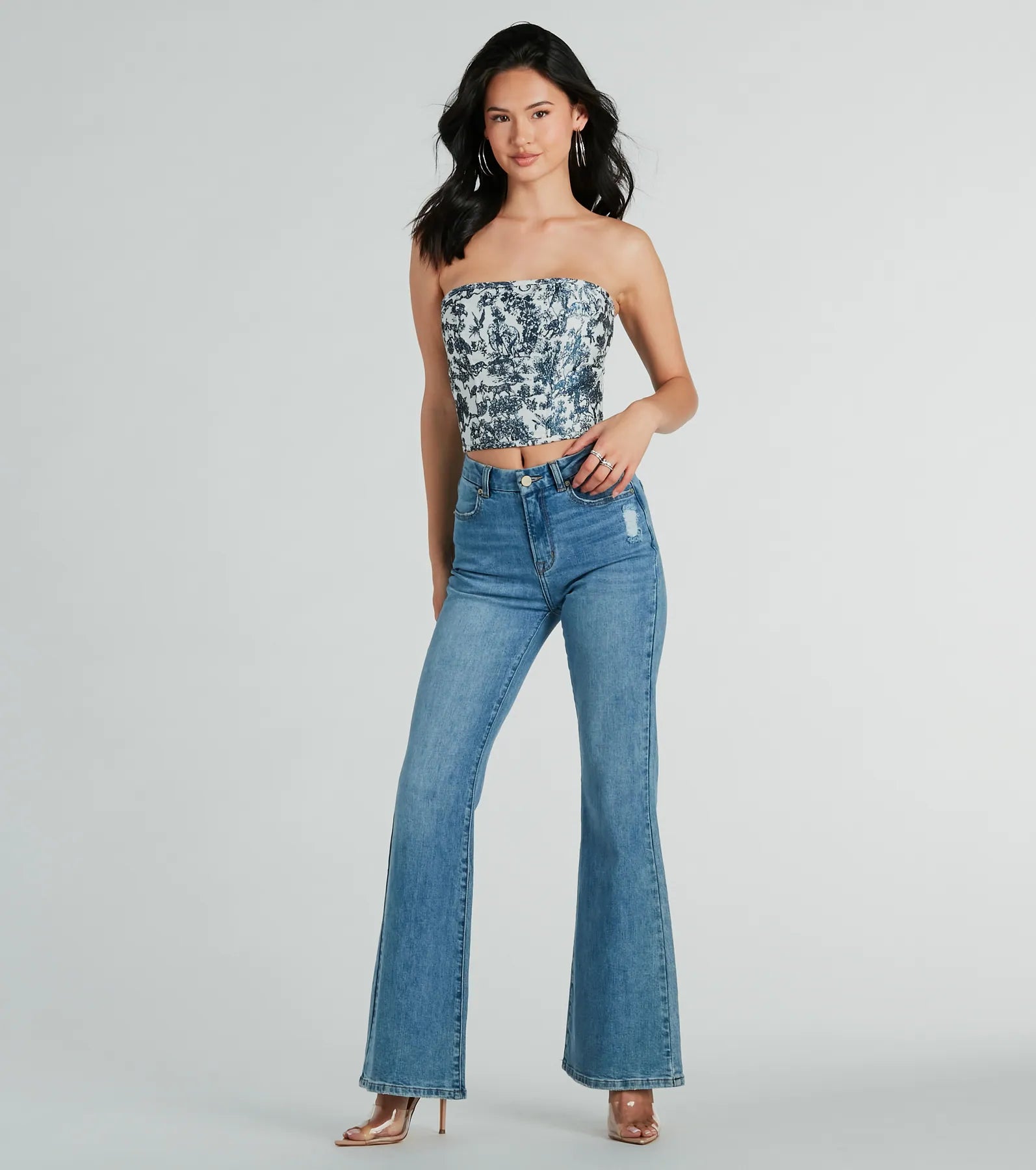 Jungle Cutie Strapless Lace-Up Corset Top