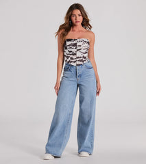 Perfect Evening Strapless Lace-Up Marble Corset Top