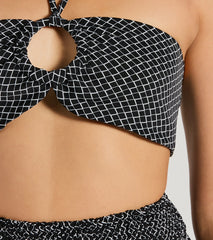 All Set Up Geometric Bandeau Halter Crop Top