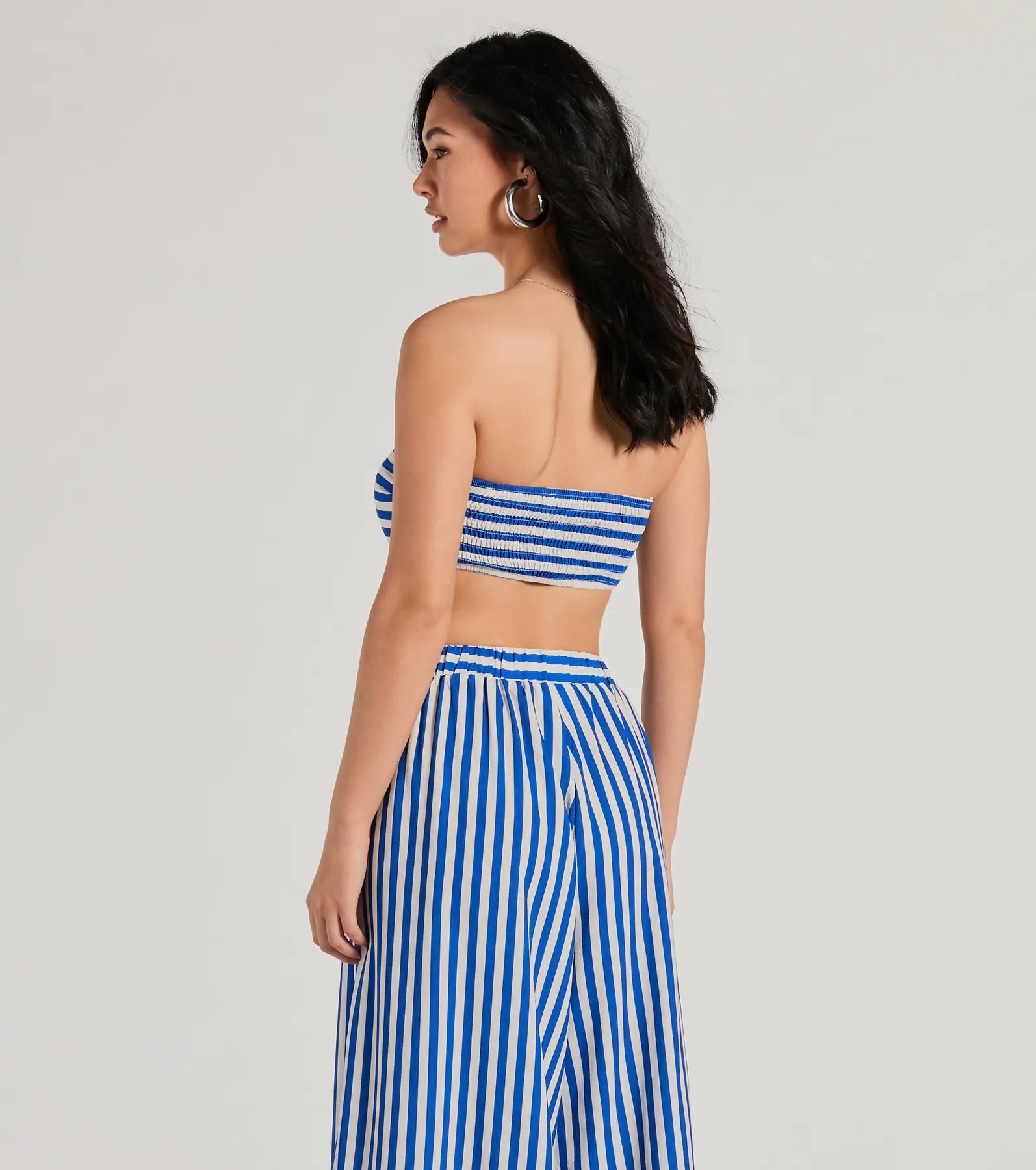 Festive Fun Strapless Striped Bandeau Crop Top