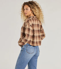 Casual Act Button-Up Plaid Crop Top