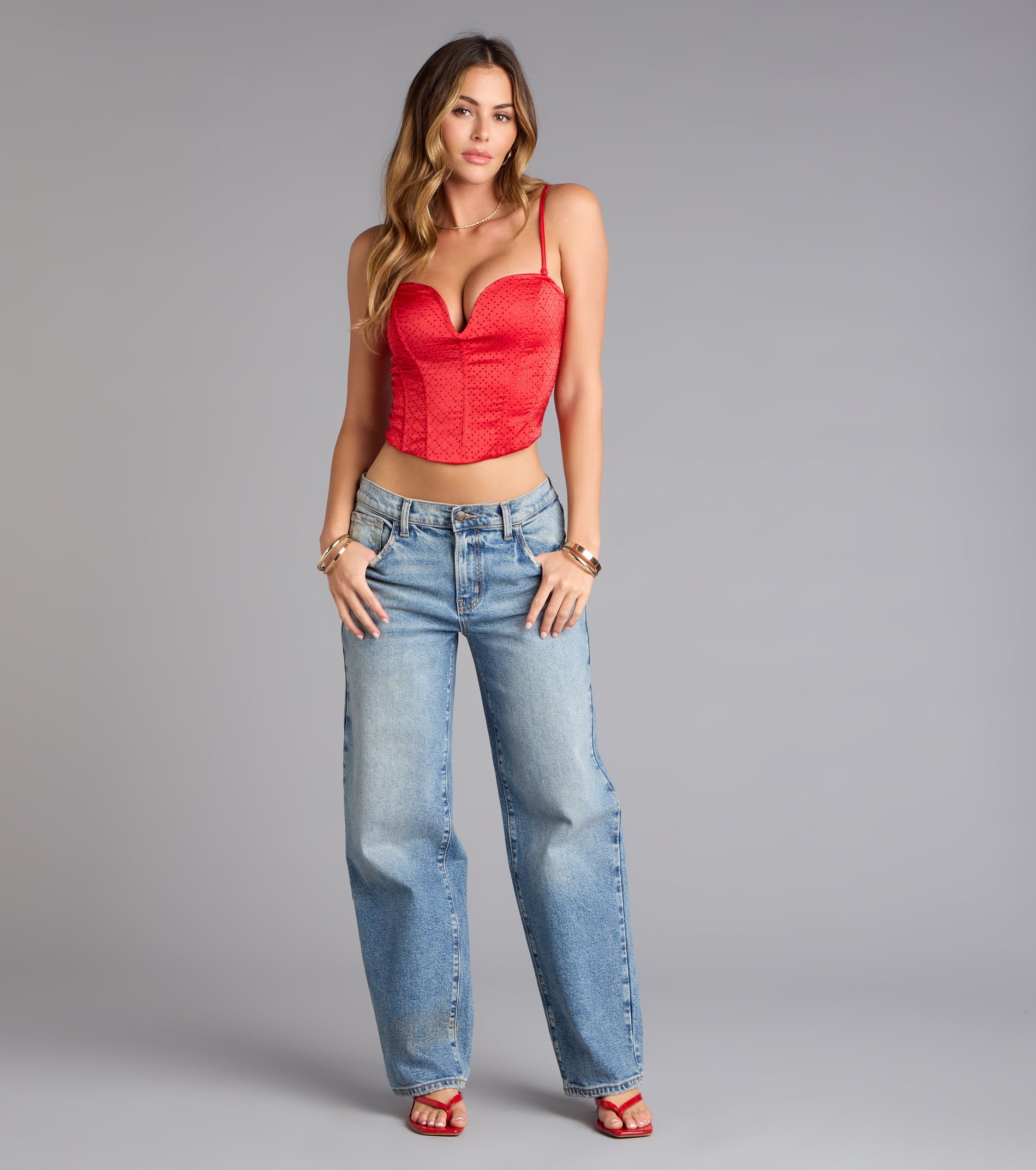 All That Glam Rhinestone Satin Cropped Corset