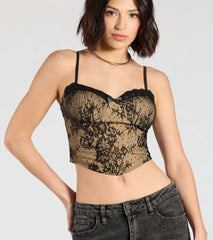 Daring Sparkle Rhinestone Lace Bustier