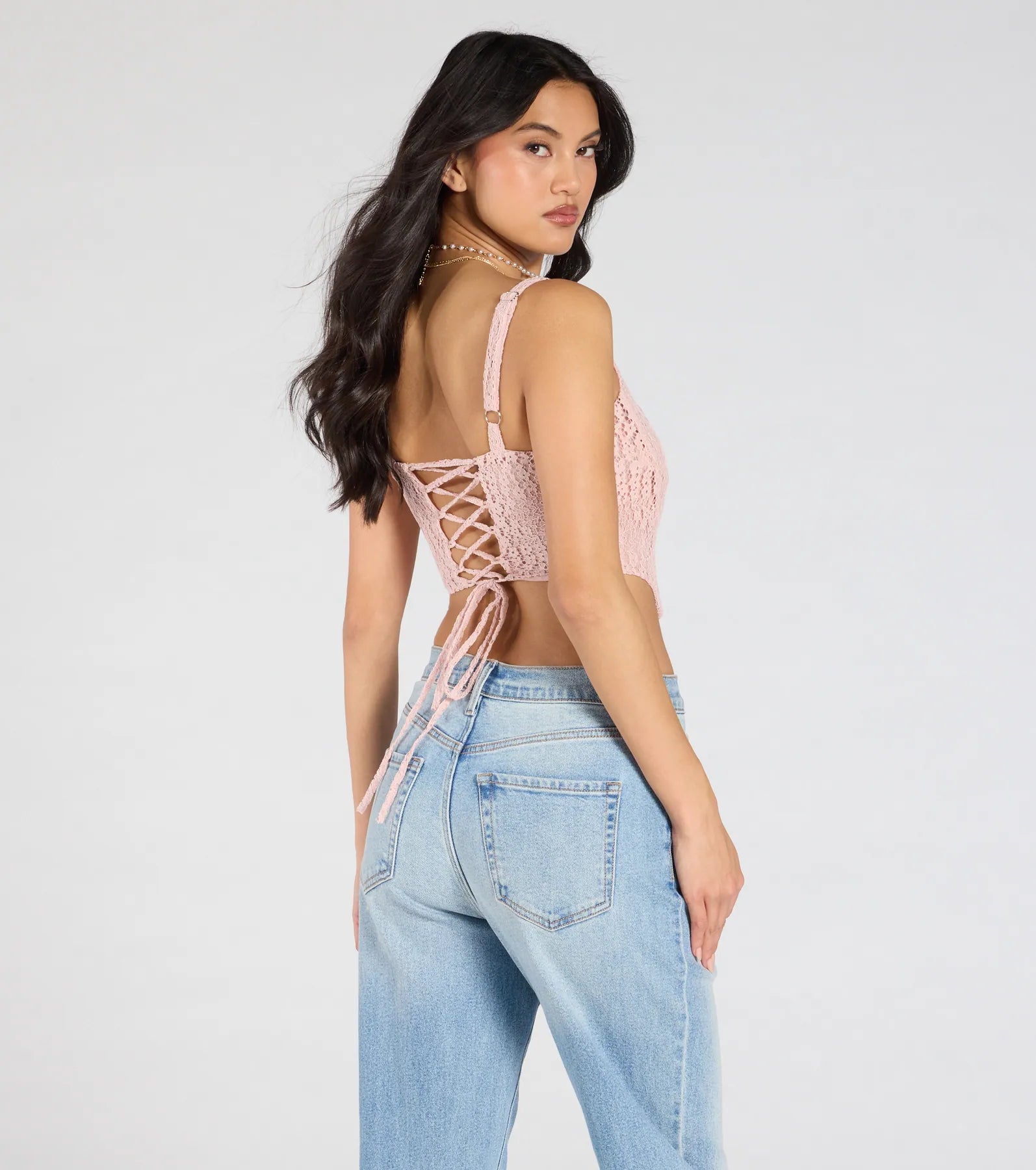 Beauty So Demure Lace-Up Corset Top