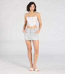Flirty Nature Floral Lace-Up Corset Top