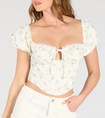 Sweet Days Floral Eyelet Lace-Up Bustier