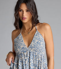 Breezy Cutie Paisley Halter Babydoll Top
