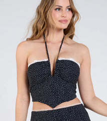 Delightful Duo Halter Polka Dot Crop Top