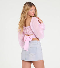 Favorite Babe Tie-Back Polka Dot Crop Top