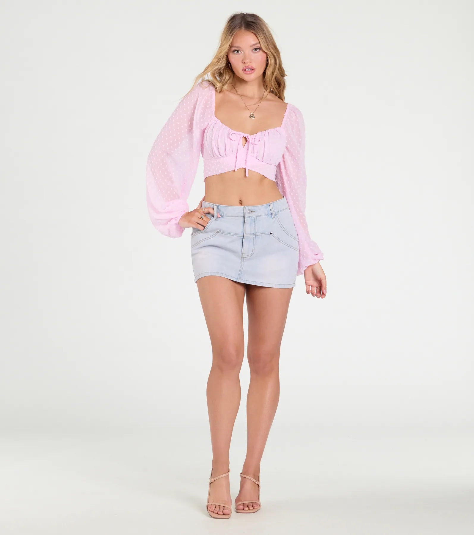 Favorite Babe Tie-Back Polka Dot Crop Top