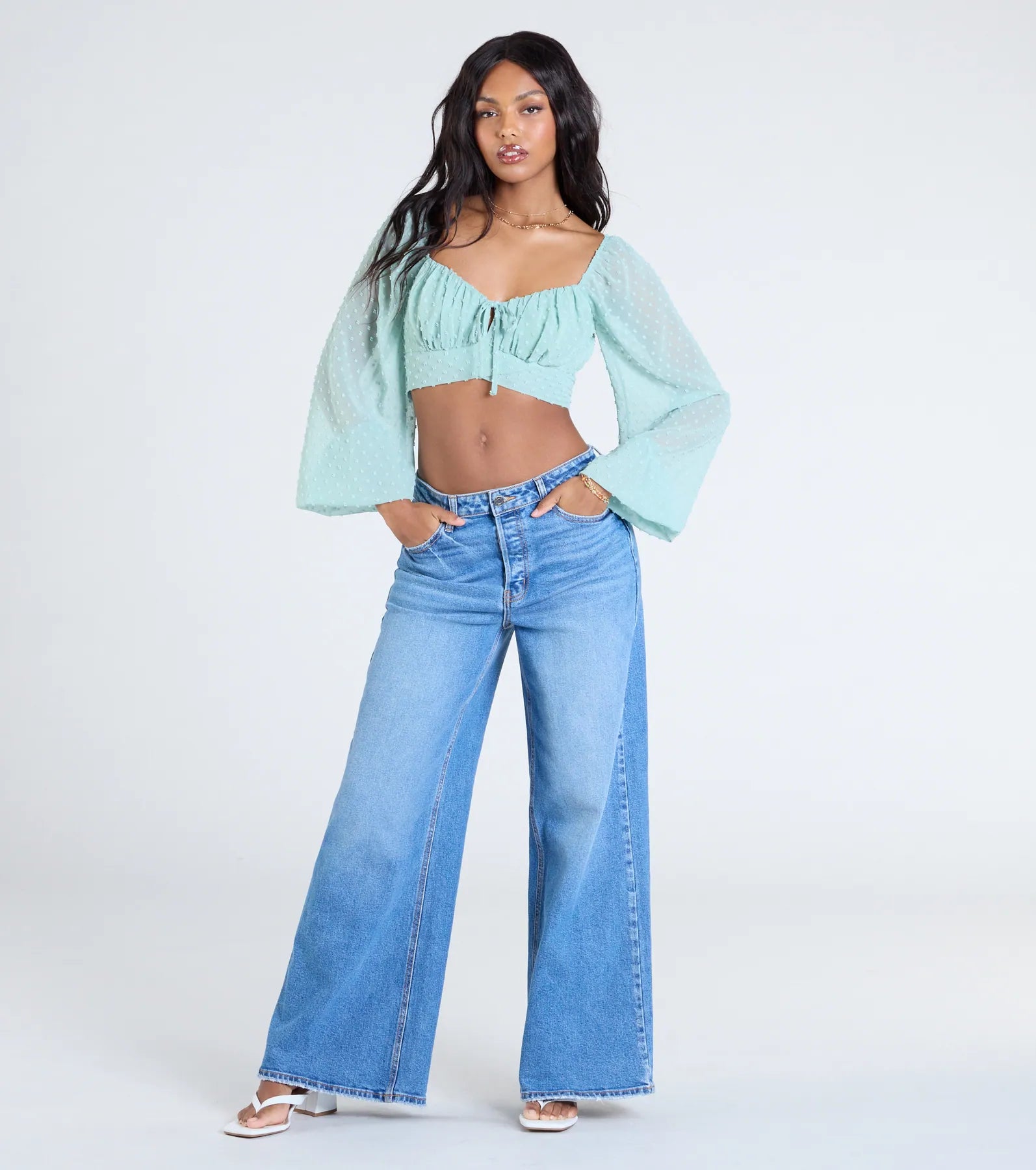 Favorite Babe Tie-Back Polka Dot Crop Top