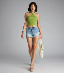 Main Squeeze Ribbed Knit Halter Top