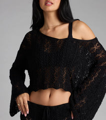 Breezy Nights Crop Crochet Sweater