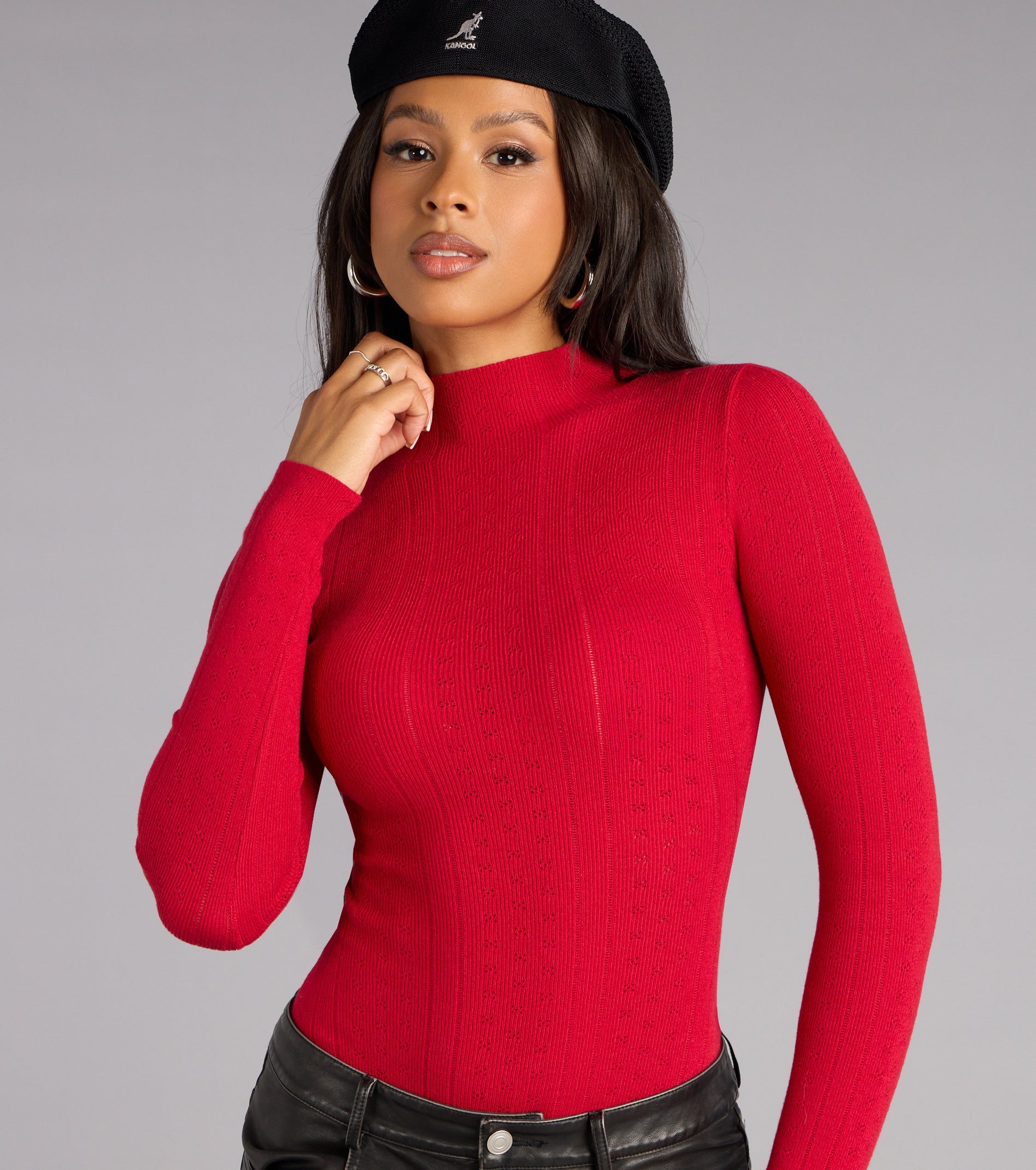 Soft Statement Knit Mock Neck Bodysuit