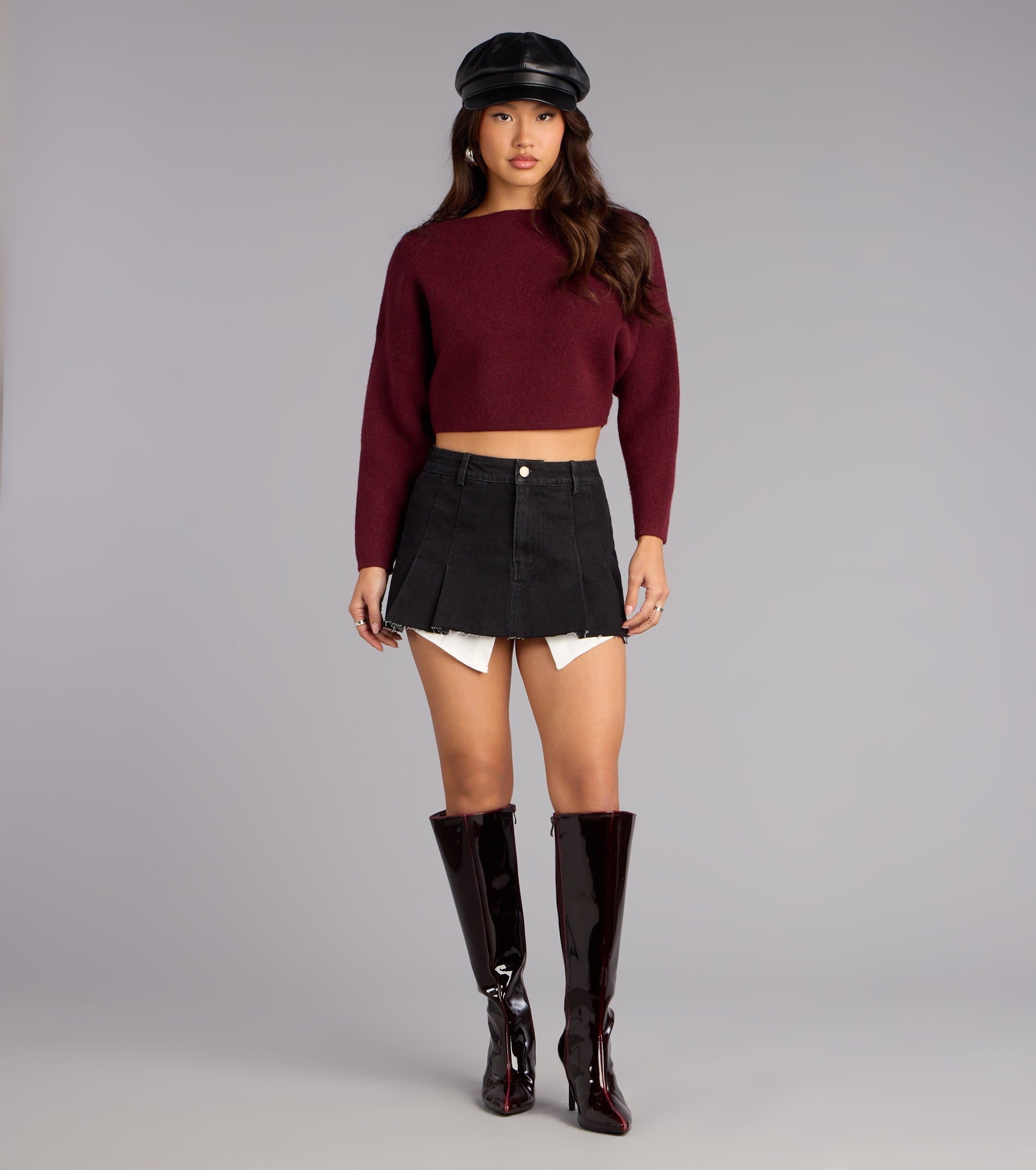 Everyday Chic Boat Neck Crop Sweater
