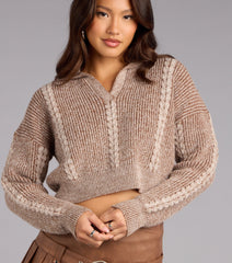 Cuddle Up Collared Cable Knit Sweater