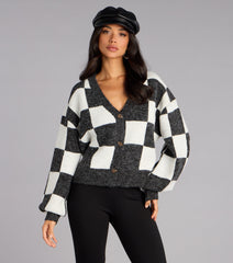 Checked Out Button-Up Cardigan