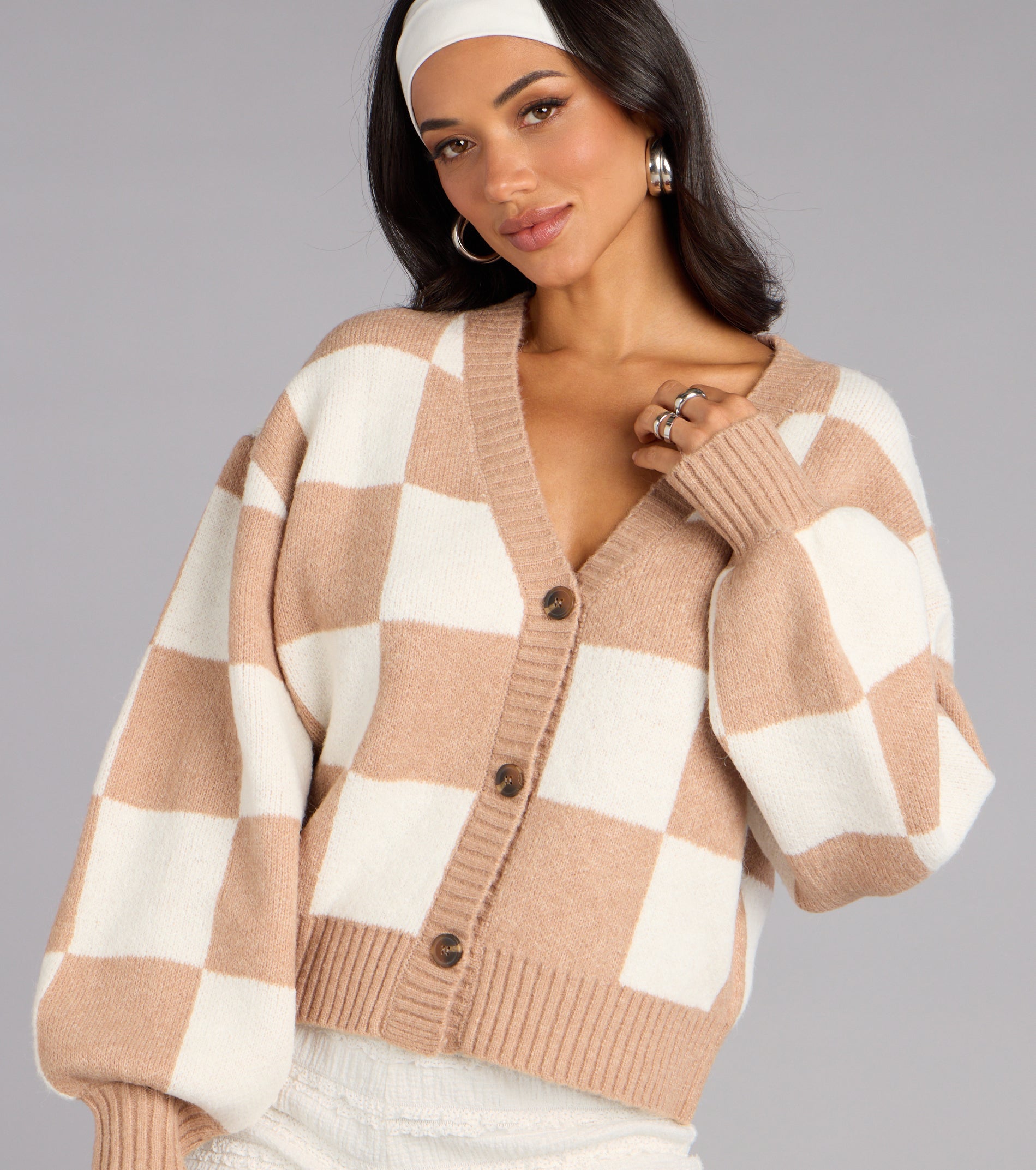 Checked Out Button-Up Cardigan