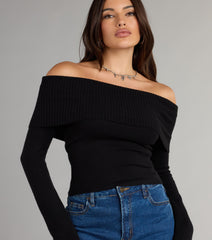 Chic Stroll Off-The-Shoulder Sweater
