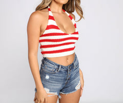 Americana Stripes Halter Crop Top