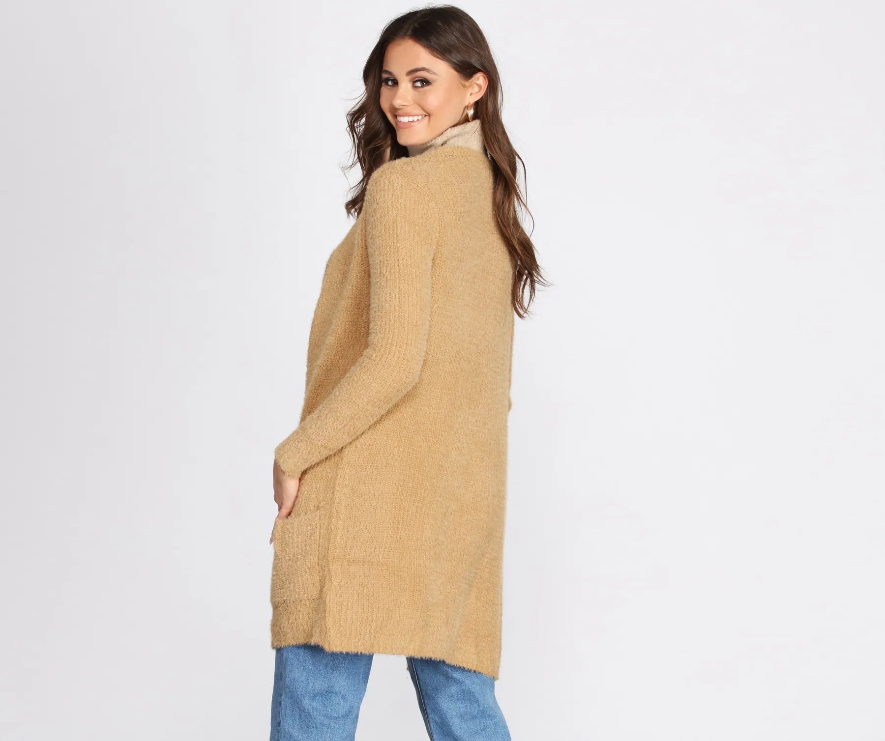 Fuzzy Mid-Length Cardigan