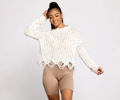 Issa Celebration Confetti Knit Distressed Sweater