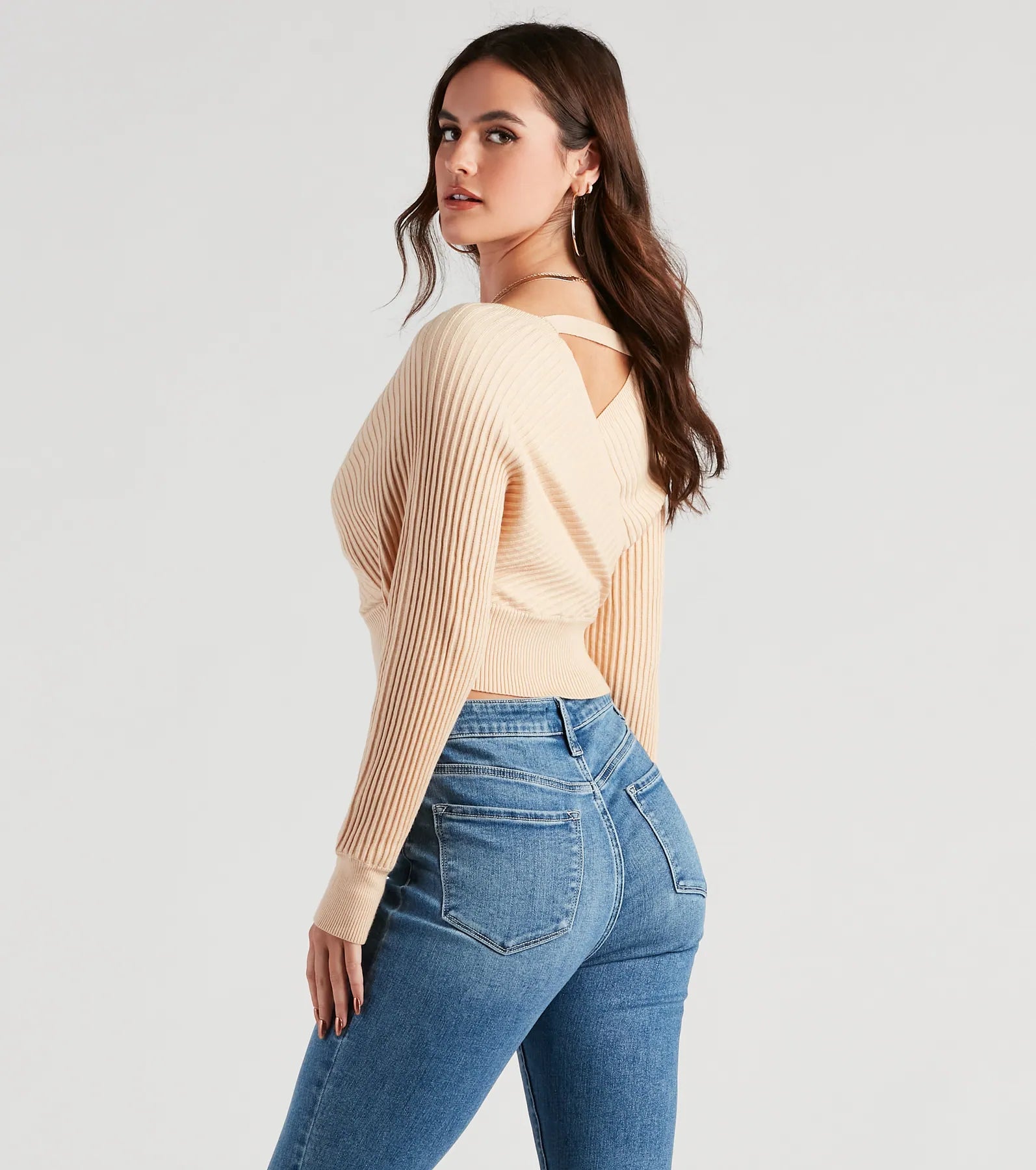 Doll It Up Open Back Ribbed Sweater