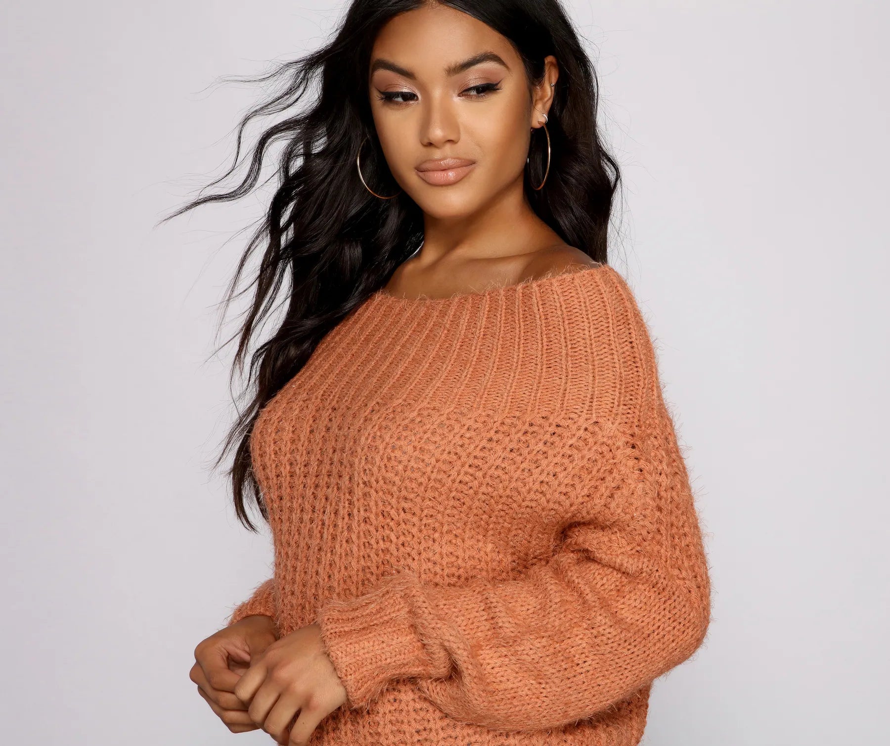 Cozy Eyelash Knit Off The Shoulder Sweater