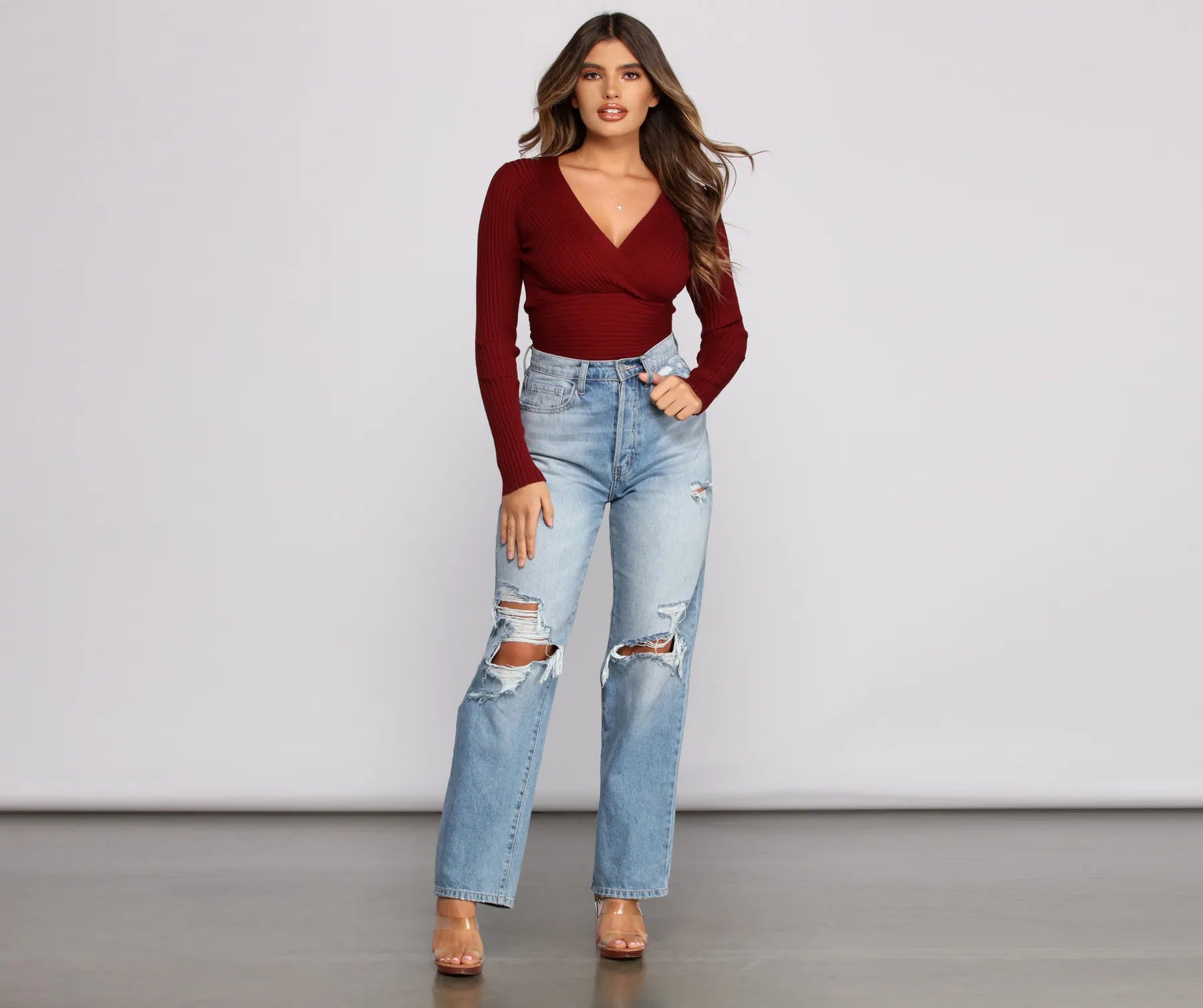 Cozy Ribbed Knit Long Sleeve Top