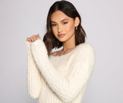 Cozy Cropped Popcorn Knit Sweater