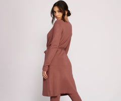 Keeping Knit Casual Tie Waist Duster